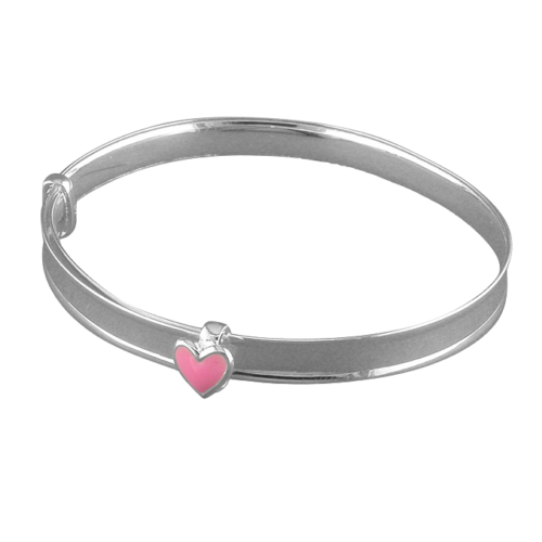 Melchior Jewellery pink heart expandable baby bracelet with silver band for children