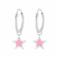 Melchior Jewellery pink star hoop earrings for kids with silver hoops and pink star charms