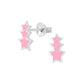 Melchior Jewellery pink star stud earrings for kids featuring three stacked stars in silver settings