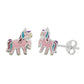 Melchior Jewellery pink unicorn stud earrings for kids silver enamel cute childrens stud pair