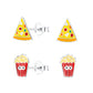Melchior Jewellery childrens pizza and popcorn stud earrings in silver with colourful enamel details
