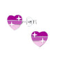 Purple heart stud earrings for kids by Melchior Jewellery with silver detailing and vibrant purple shades