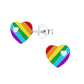 Melchior Jewellery rainbow striped earrings for girls heart shaped silver studs with colourful stripes