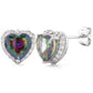 Melchior Jewellery rainbow topaz heart earrings with silver setting and surrounding clear stones