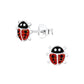 Melchior Jewellery red glitter ladybird stud earrings for children in silver with black and red detailing