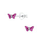 Rose pink butterfly stud earrings for kids by Melchior Jewellery in sterling silver