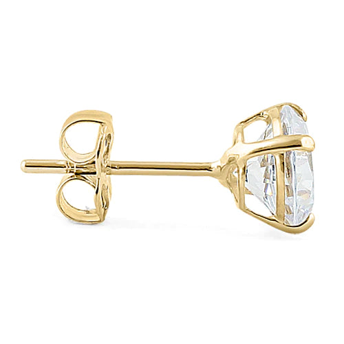 Melchior Jewellery round cut cubic zirconia earrings gold stud with secure butterfly back
