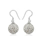 Round Shamballa earrings for women in silver with sparkling crystal embellishments by Melchior Jewellery