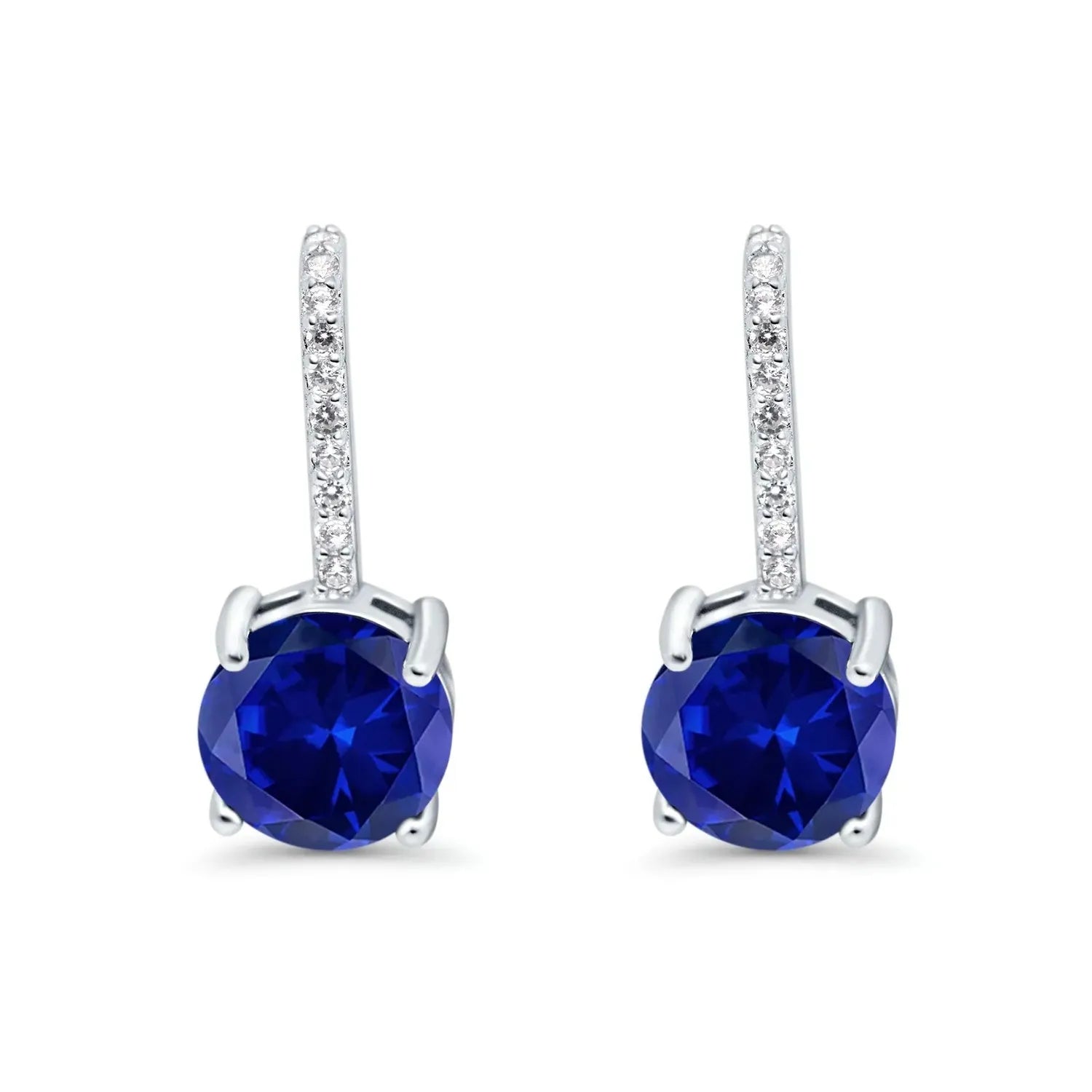 Melchior Jewellery silver earrings with deep blue September Birthstone Earrings and small clear crystals on hooks