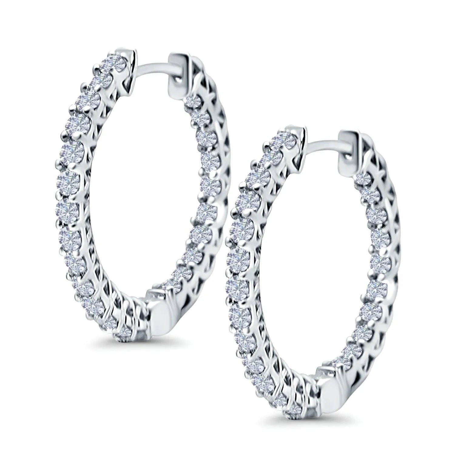 Silver CZ Huggie Hoop Stud Earrings from Melchior Jewellery with sparkling clear cubic zirconia stones
