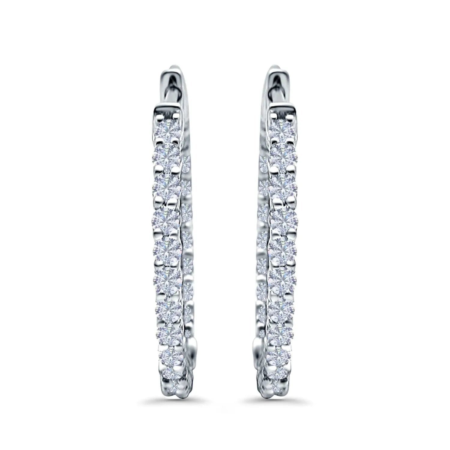 Silver CZ Huggie Hoop Stud Earrings by Melchior Jewellery with sparkling clear cubic zirconia stones