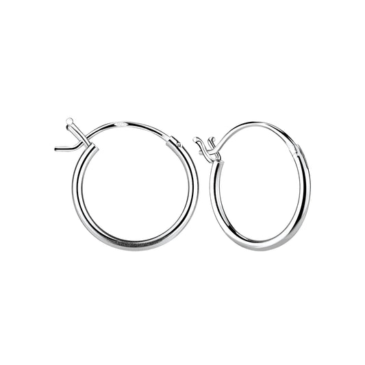 Melchior Jewellery sterling silver 14mm hoop earrings with secure clasp for women