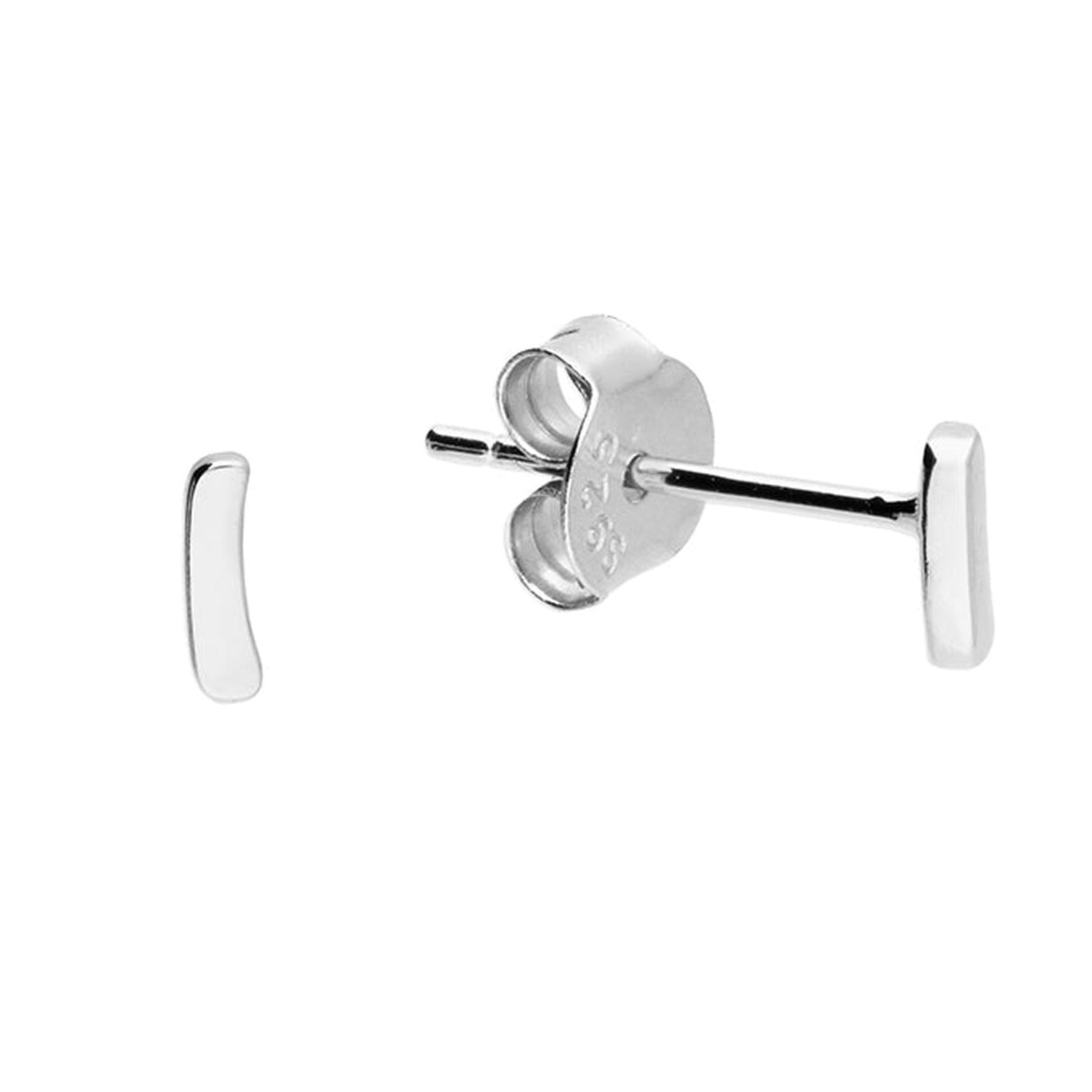Melchior Jewellery sterling silver alphabet letter stud earrings shaped as a simple silver letter I for children