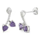 Melchior Jewellery sterling silver amethyst heart earrings with purple heart-shaped stones and clear crystals