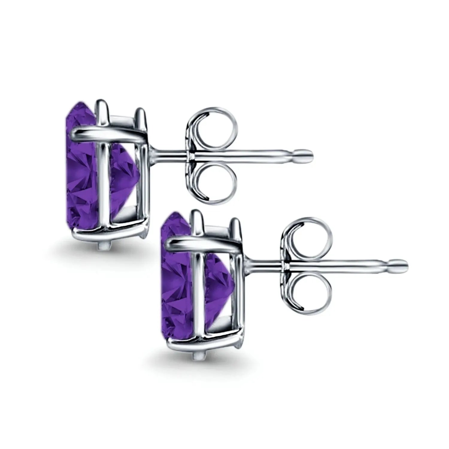 Melchior Jewellery Sterling Silver Amethyst Stud Earrings with deep purple gemstones and secure butterfly backs