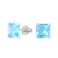 Sterling silver aqua stud earrings by Melchior Jewellery featuring square aqua blue gemstones