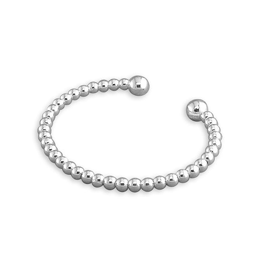 Melchior Jewellery polished beaded open cuff sterling silver baby christening bangle with ball end details