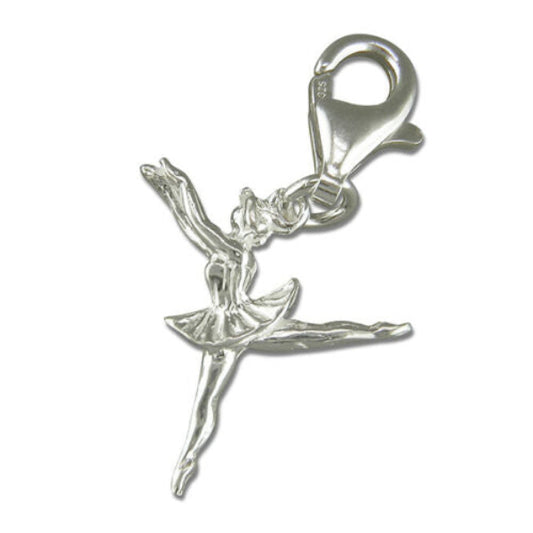 Sterling silver ballerina charm clip on by Melchior Jewellery detailed dancer pendant