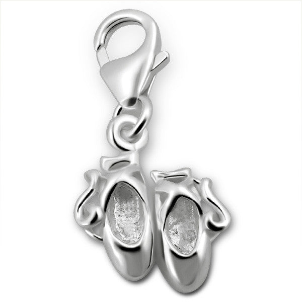 Melchior Jewellery clip on charm featuring detailed sterling silver ballet shoes charm for dancers