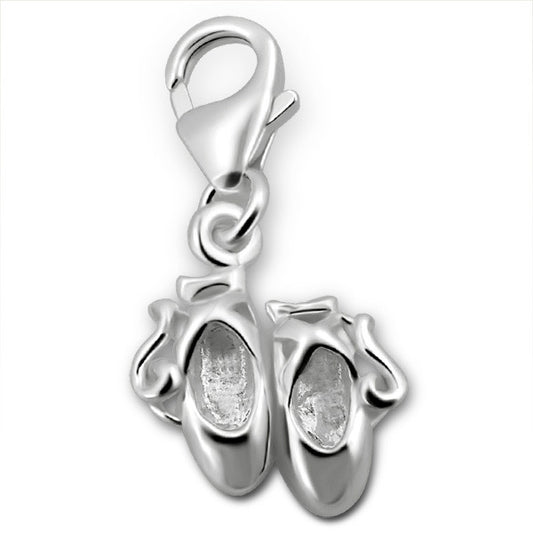 Melchior Jewellery clip on charm featuring detailed sterling silver ballet shoes charm for dancers