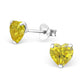 Melchior Jewellery sterling silver birthstone heart earrings with yellow gemstone studs for women