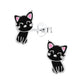 Melchior Jewellery sterling silver black cat earrings for children with pink ear details and cute design