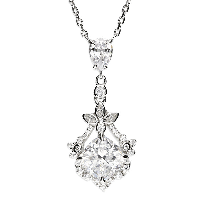 Melchior Jewellery sterling silver bridal necklace with intricate floral design and sparkling gemstones