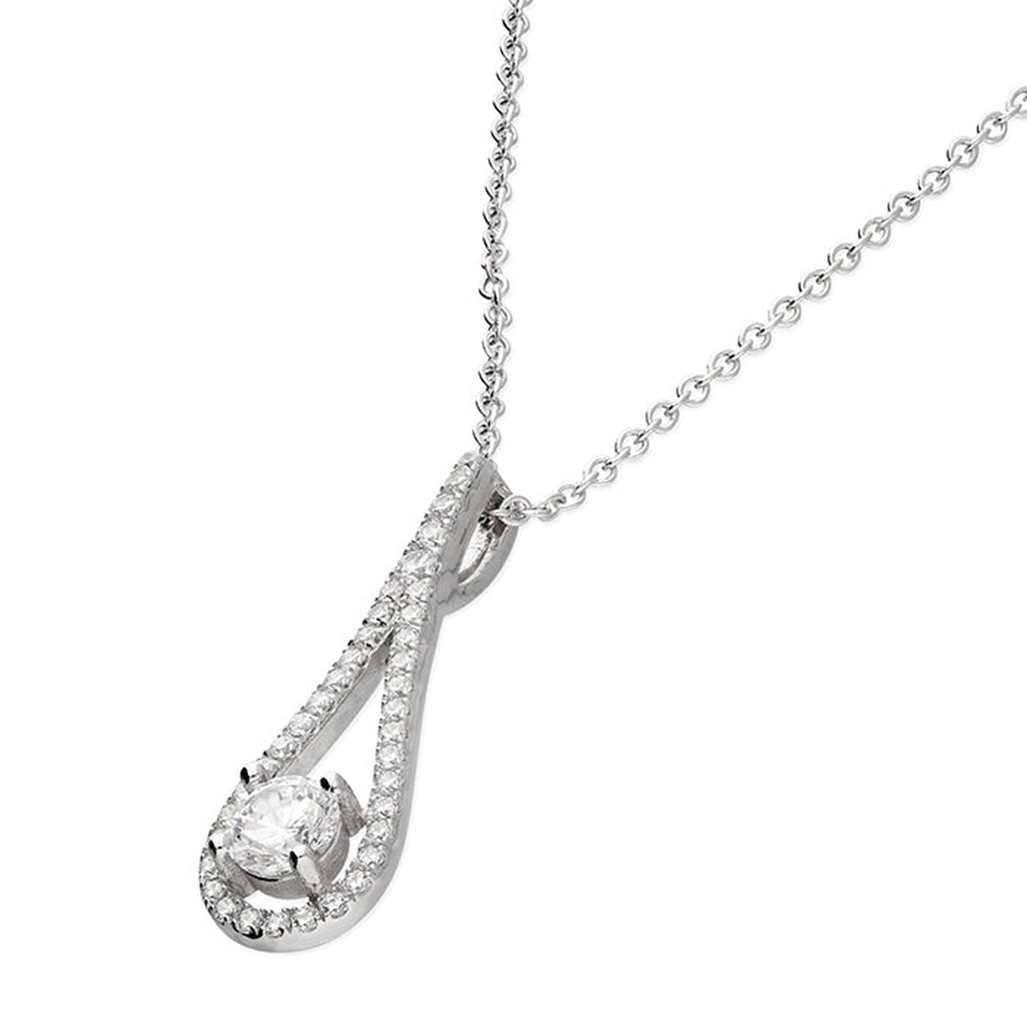 Sterling Silver Bridal Unity Teardrop Necklace with sparkling stones by Melchior Jewellery