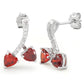 Melchior Jewellery sterling silver cherry heart earrings with red heart-shaped stones and small clear crystals