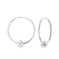 Melchior Jewellery sterling silver crystal hoop earrings with single pave crystal bead on slim hoops