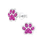 Melchior Jewellery childrens sterling silver dog paw stud earrings with pink crystal paw design for kids