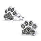 Melchior Jewellery sterling silver dog paw stud earrings for children with sparkling clear crystals and 925 posts