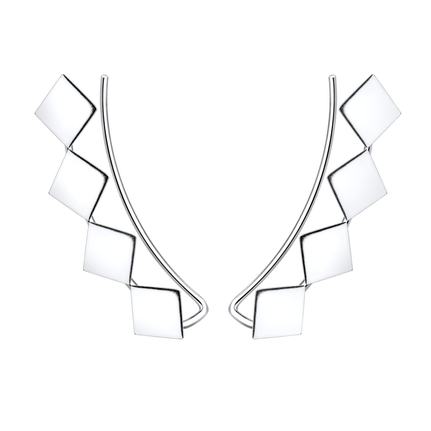 Melchior Jewellery sterling silver ear climbers with geometric square design for women