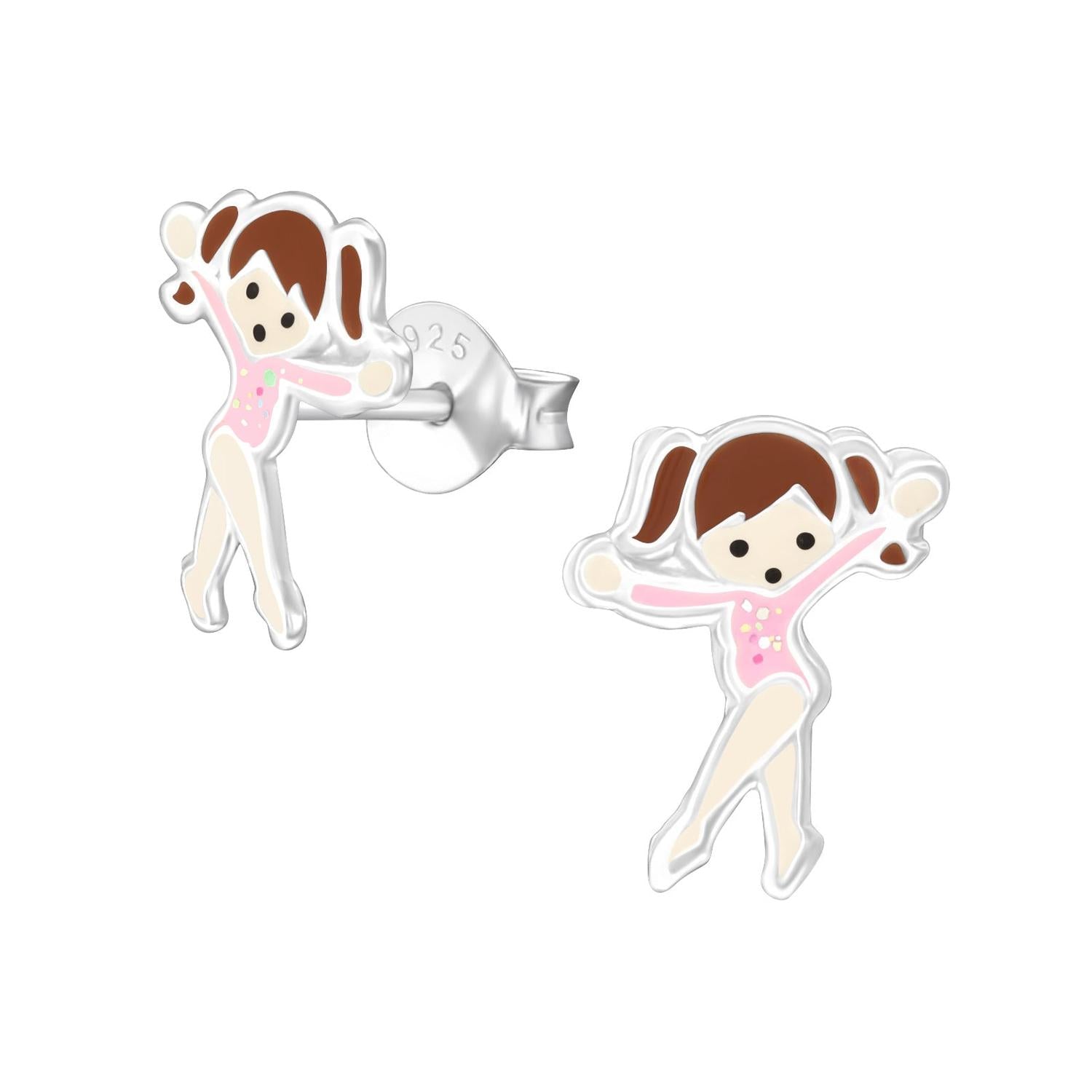 Melchior Jewellery sterling silver earrings for little girls shaped like dancing girls in pink outfits