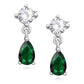 Melchior Jewellery sterling silver emerald drop earrings with clear round stones and teardrop emeralds