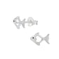Sterling silver fish studs for girls by Melchior Jewellery with heart cut-out design and black eye detail
