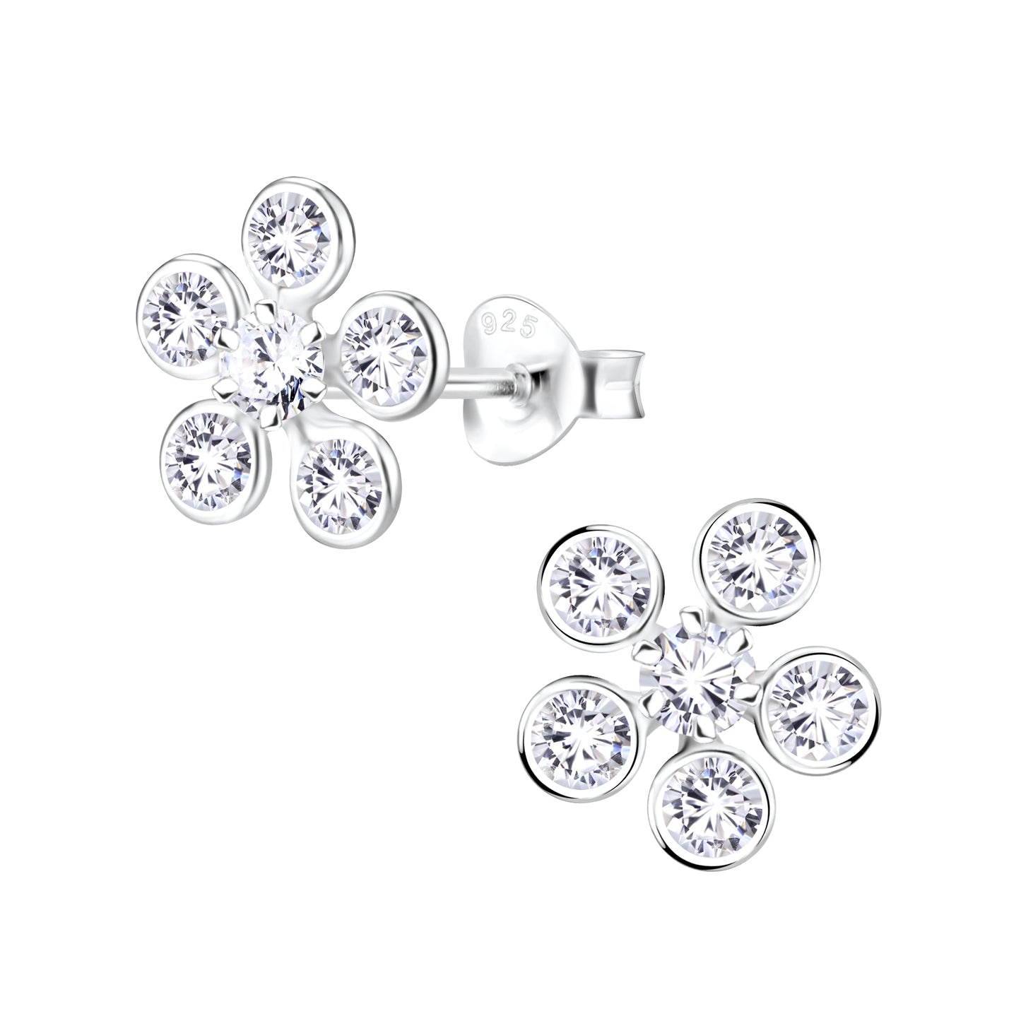Melchior Jewellery sterling silver flower earrings with sparkling crystal petals for women
