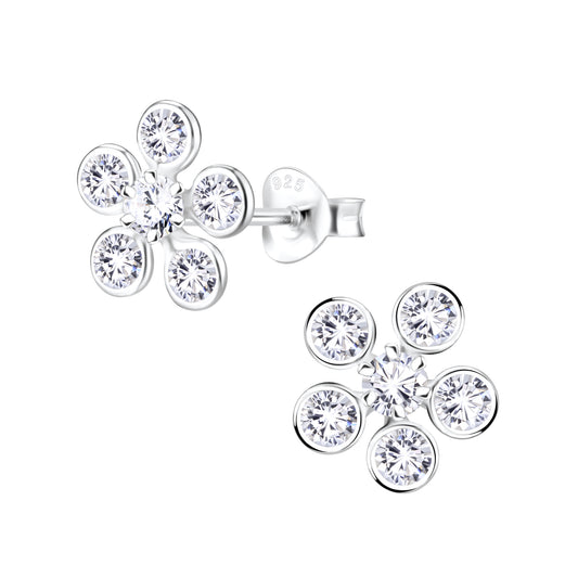 Melchior Jewellery sterling silver flower earrings with sparkling crystal petals for women