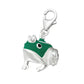 Melchior Jewellery sterling silver frog charm clip on charm with green enamel detail