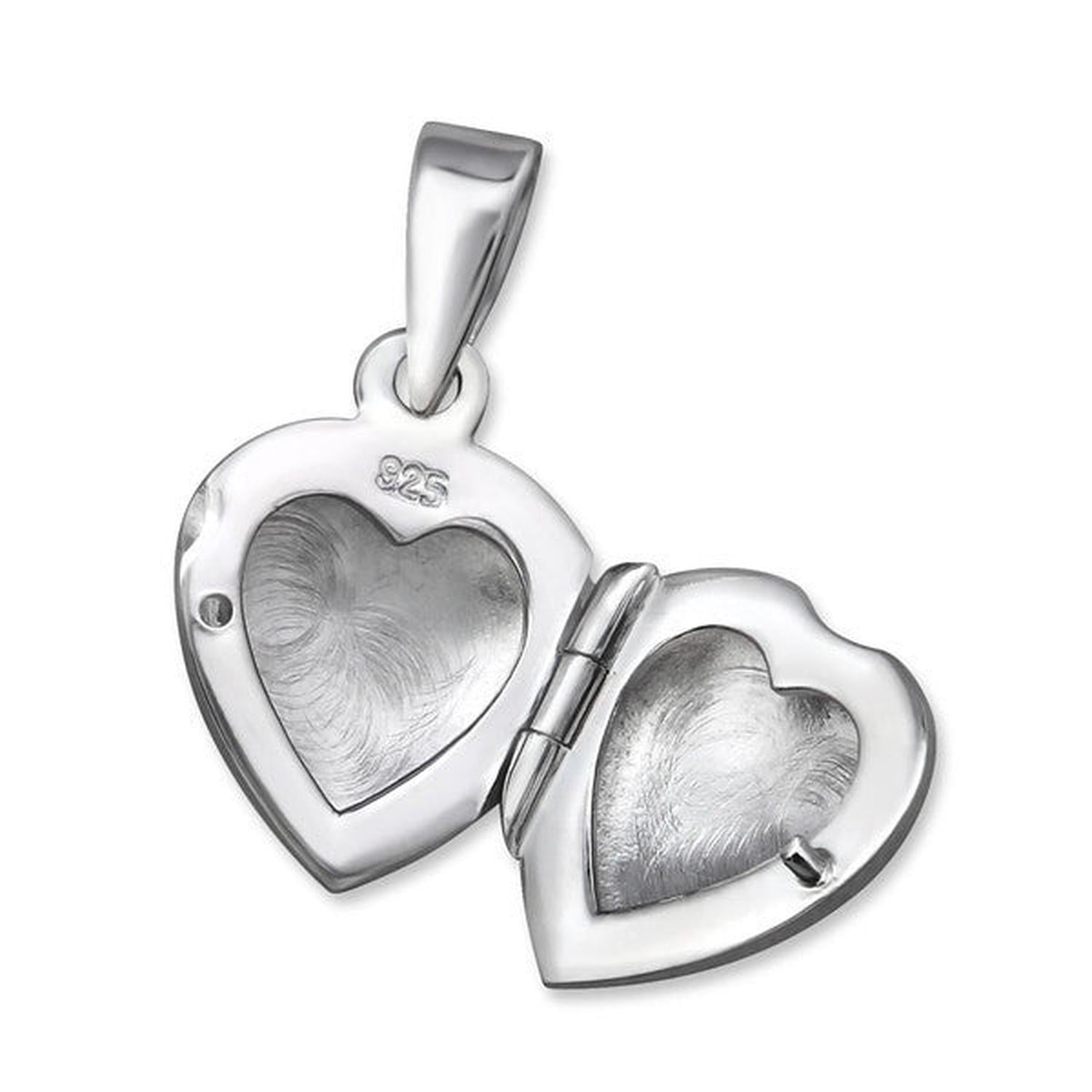 Melchior Jewellery sterling silver heart locket open hinged pendant with 925 stamp and inner photo frames