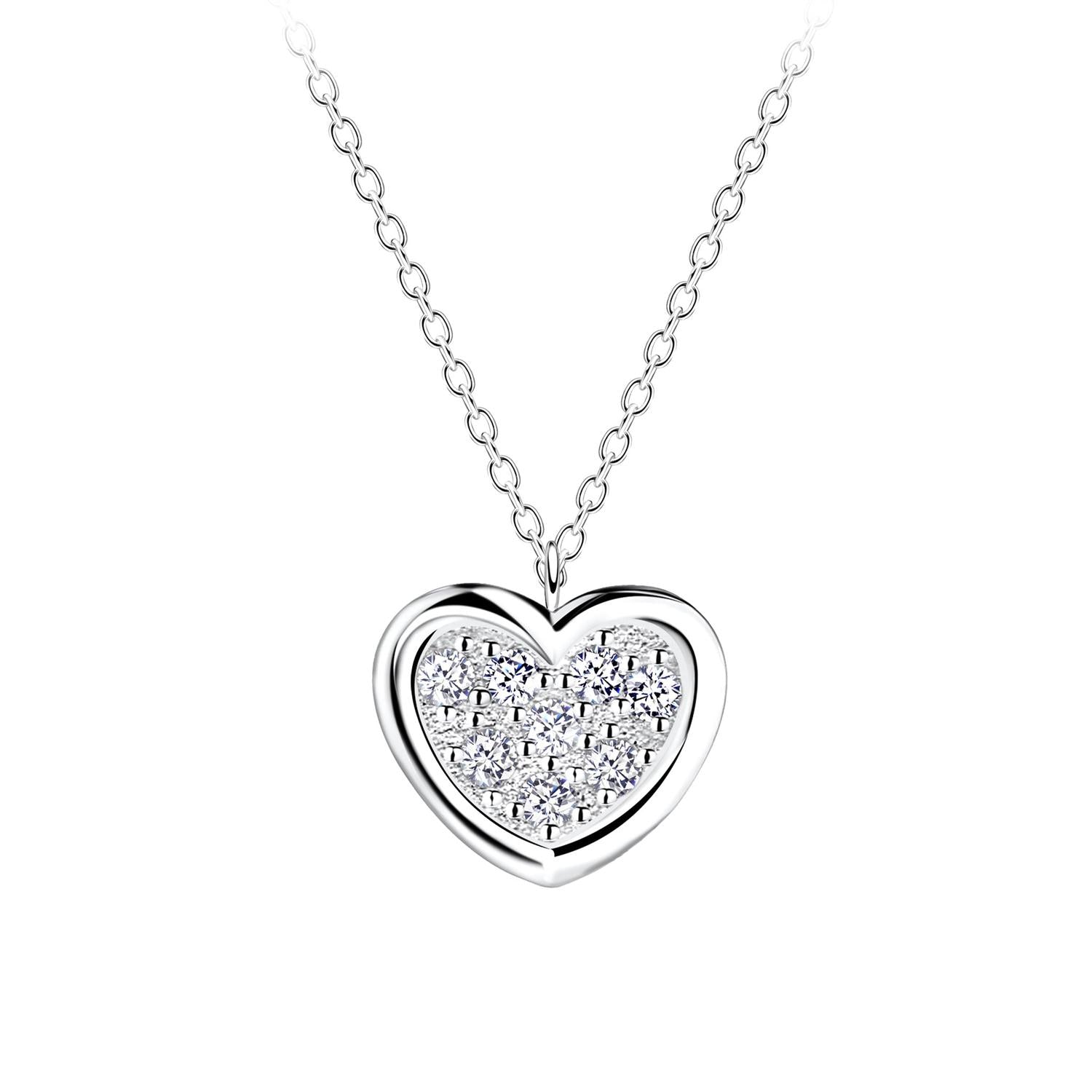 Melchior Jewellery sterling silver heart necklace for woman with sparkling stone detailing