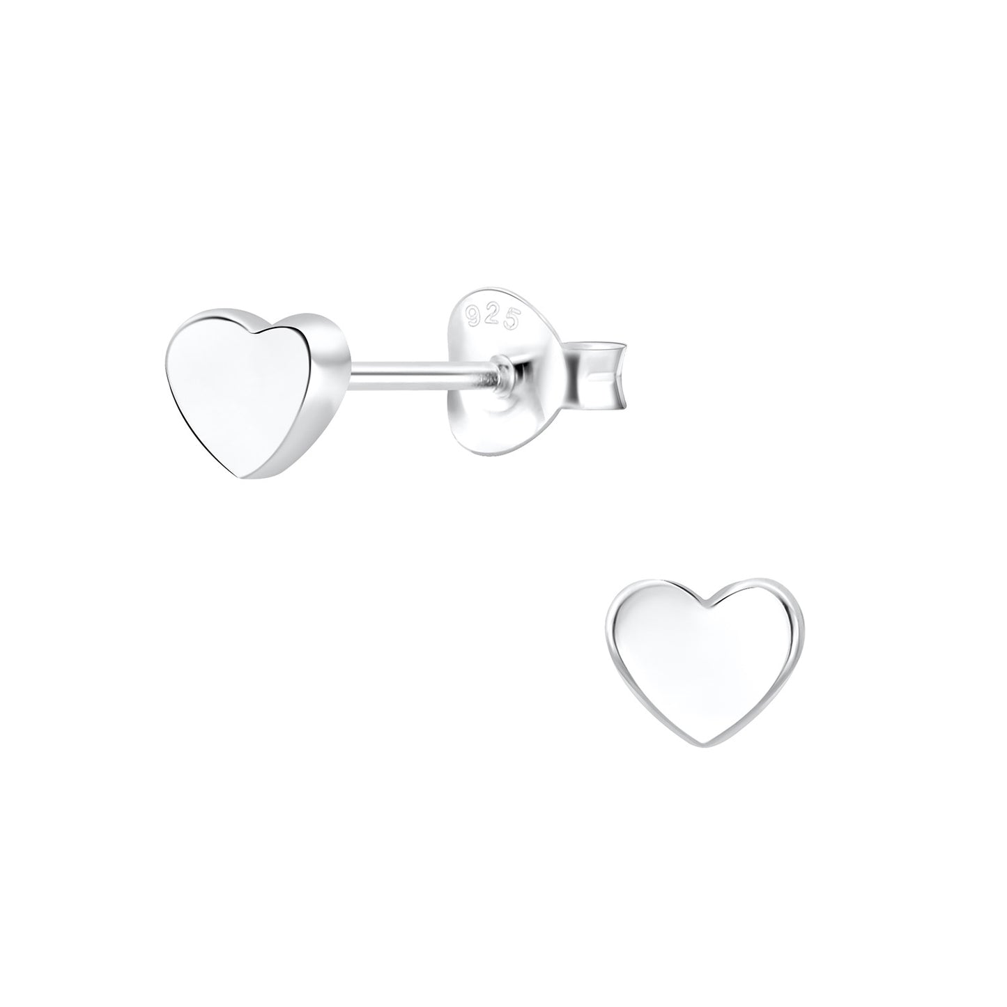 Melchior Jewellery sterling silver heart stud earrings with polished finish and secure backs