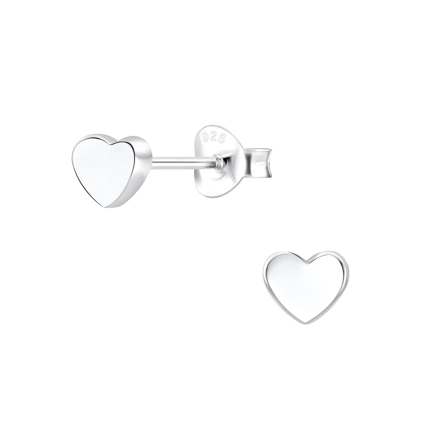 Melchior Jewellery sterling silver heart stud earrings with polished finish and secure backs