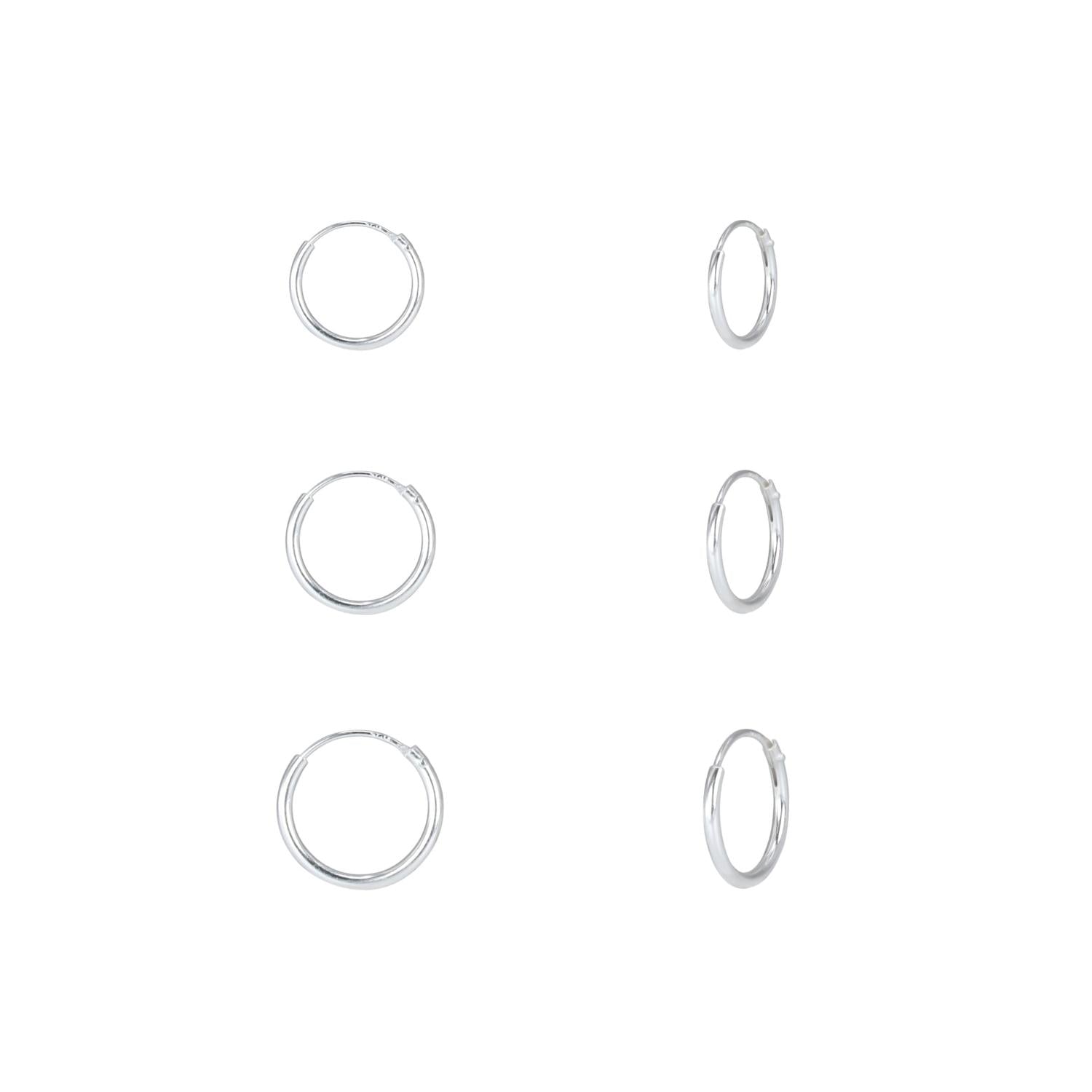 Melchior Jewellery childrens sterling silver hoop earring set with three pairs of small hoops