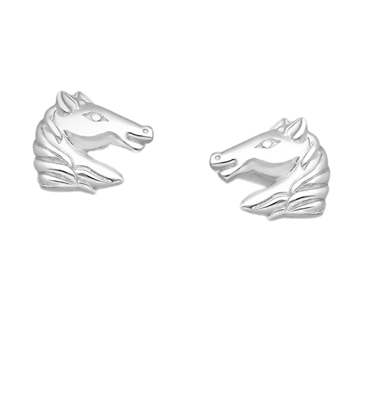 Melchior Jewellery sterling silver horse head stud earrings with detailed equine design for women