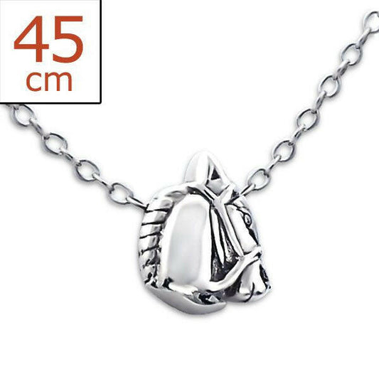 Melchior Jewellery sterling silver horse necklace horse head pendant on 45 cm polished chain