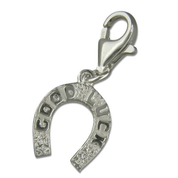 Melchior Jewellery sterling silver horseshoe charm clip on charm with good luck engraving