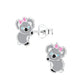 Sterling silver kids animal jewellery koala earrings with pink bows for children by Melchior Jewellery