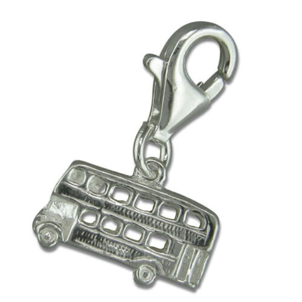 Melchior Jewellery sterling silver London bus charm clip on with detailed double-decker bus design
