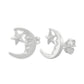 Sterling silver moon and star earrings by Melchior Jewellery with detailed crescent and star design